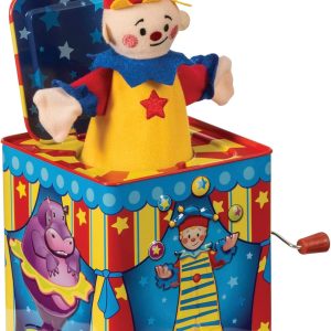Schylling Silly Circus Jack in the Box - Classic Children's Musical Toy - Colorful Embossed Tin Box and Friendly Plush - Age 18 months and Up